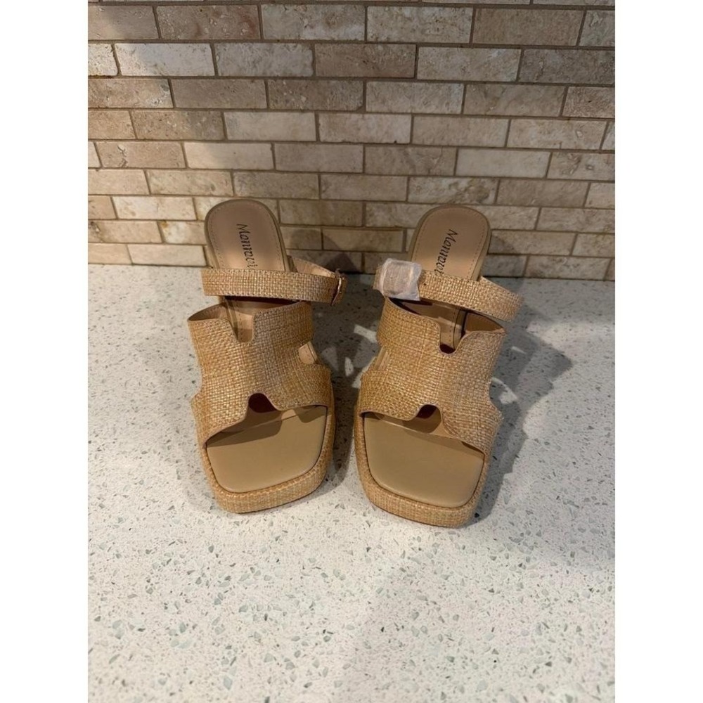 Monrovia Raffia Wedge Sandals Womens Platform NWT